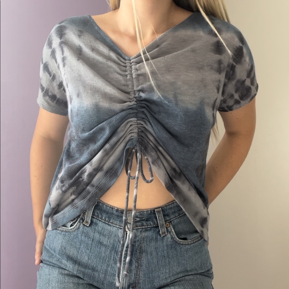 Ocean Blue Slinky Ruched Top